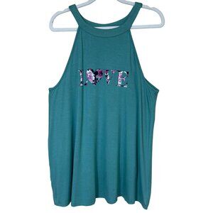 Torrid Halter Swing Top NEW Embroidered Love Green Size 00 / 10 / M-L